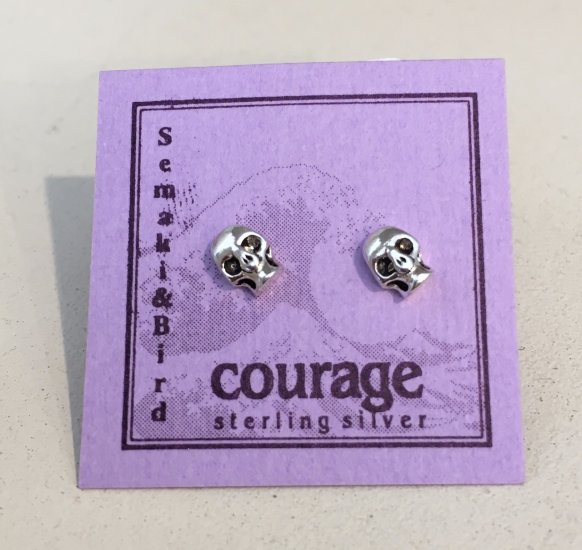 Earrings Post Skulls Sterling Silver - Click Image to Close
