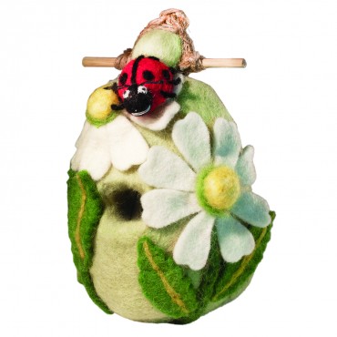 Wool Birdhouse - Lady Bug - Click Image to Close